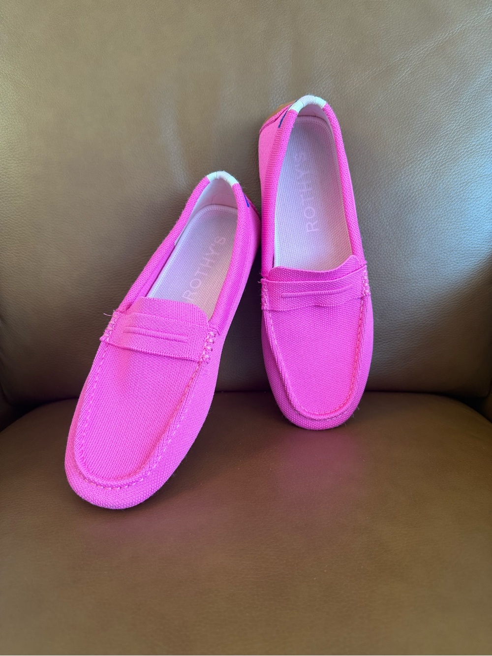 Rothy's Daily Driver Bright Pink Dragonfly Knit Loafers